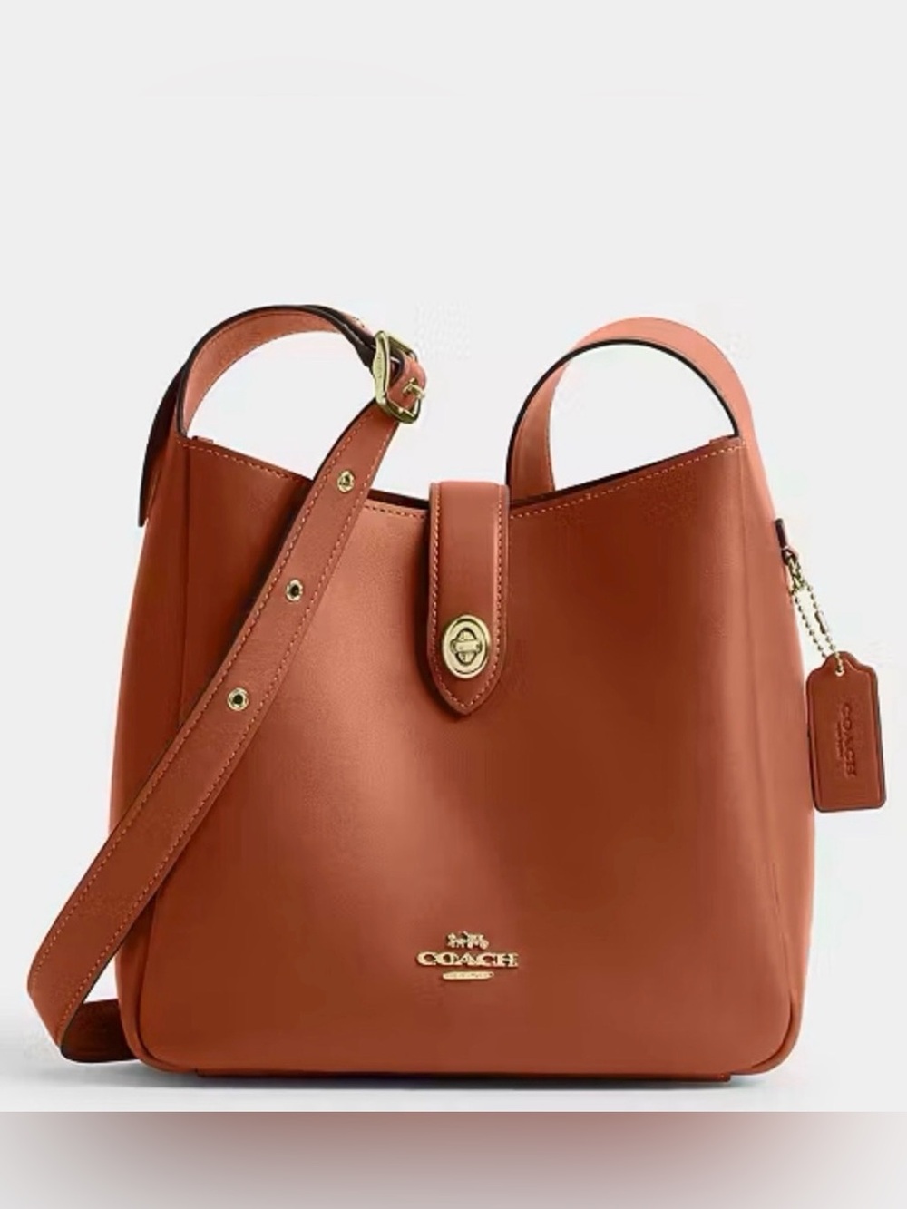 🧡 Coach NWT Tan Hadley Convertible Turn-lock Crossbody Bag / Gold Hardware